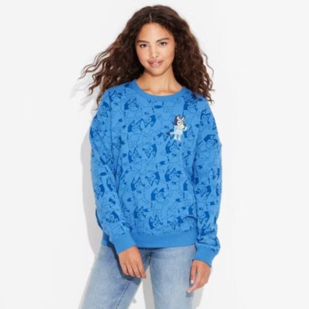 Hybrid Apparel‎ Women's Bluey Print Cozy Graphic Sweatshirt Size XXS